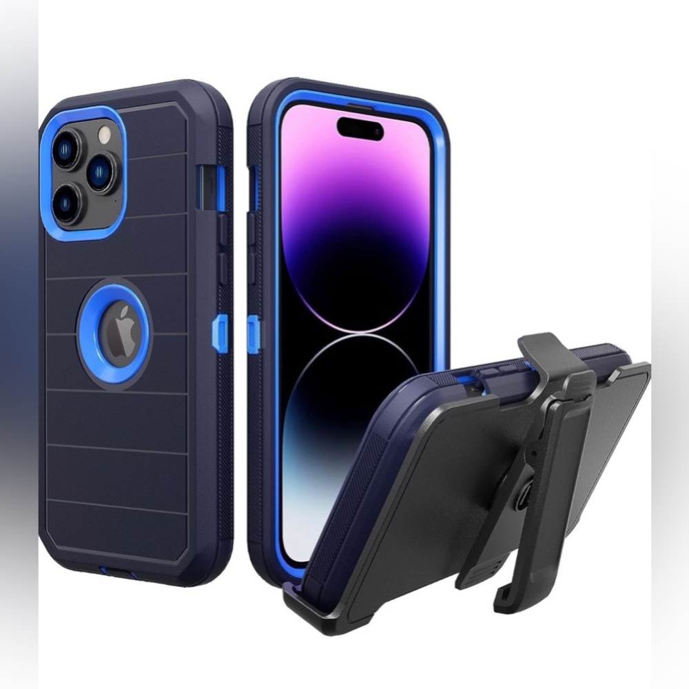 iPhone 14 pro max durable case with holster and 2X screen protectors